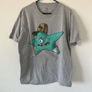 Men’s Gray Short Sleeve Graphic Tee, Size Large, Streetwear T-Shirt